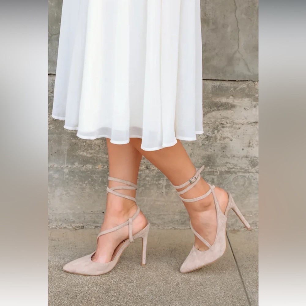 Worn 1x — Lulu's Katreena Lace-Up Suede Heels